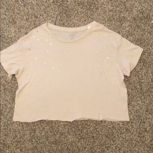 PINK—cream crop top short sleeve shirt